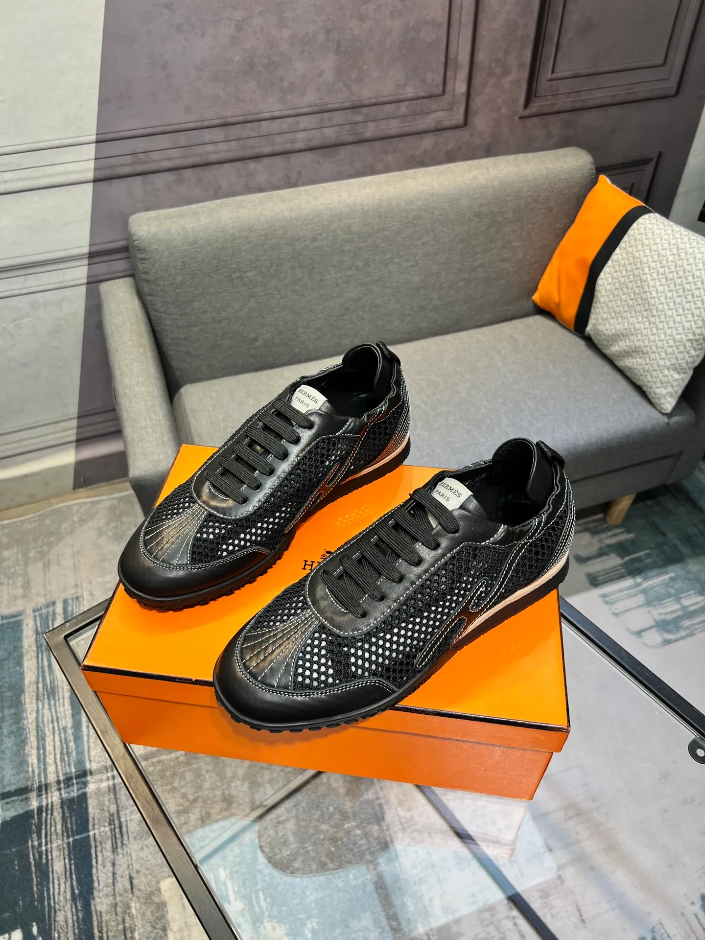 Men's shoes 💰700 [HERMES] Hermès - High-end quality original order 🔍🔍 - Upper: 🔝 cowhide suede splicing design - Inner lining: imported mixed sheepskin - Outsole: TPR foam · Rubber: two-color combined molding outsole - Super high quality control · Fine workmanship: highlighted (high-end, luxury, grade) -Size: 38-44 (45, 46, can be customized)